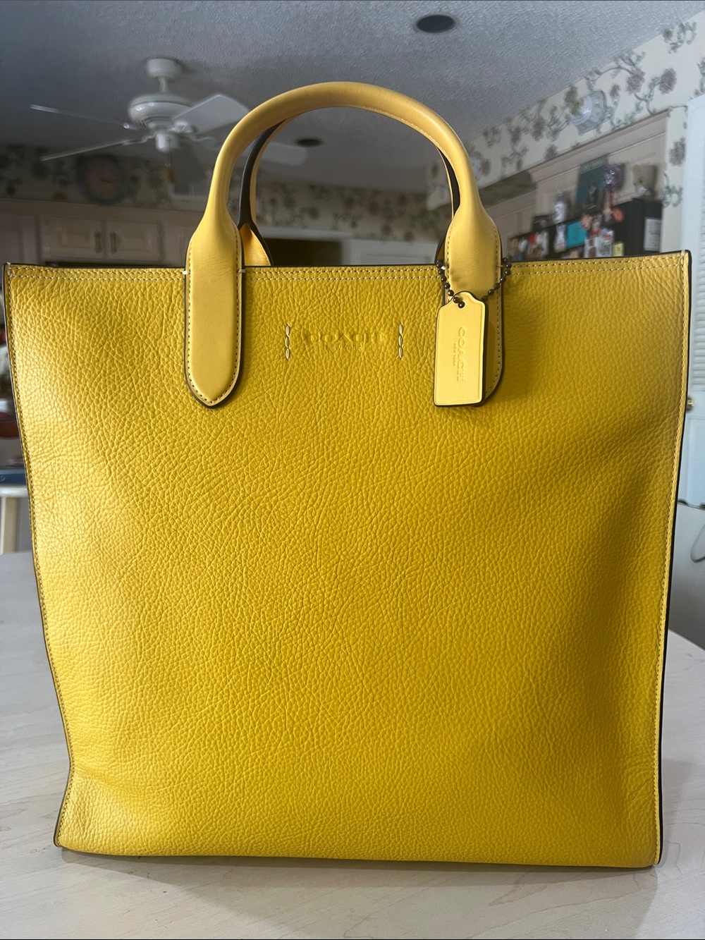 NWT Coach Gotham Tall Tote Canary Yellow